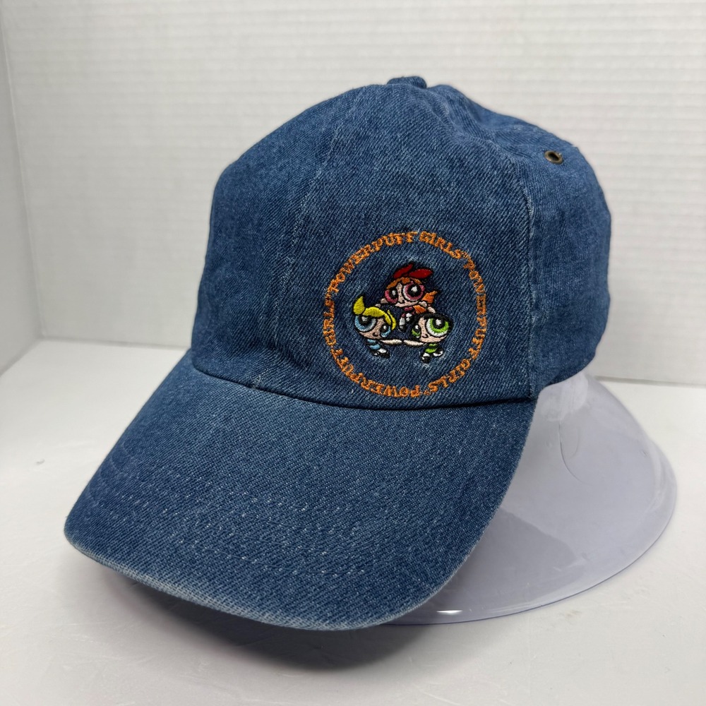 Vintage Cartoon Network Powerpuff Girls Hat Adult OSFM Blue Denim Y2K 2002 PPG